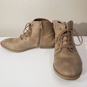 Torrid Tan Lace Up Pull Tab Bootie Size 12W